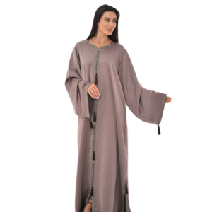 Brown Jalabiya With Embroidery