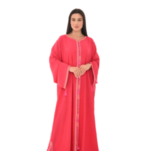 Vibrant Pink Jalabiya with Golden